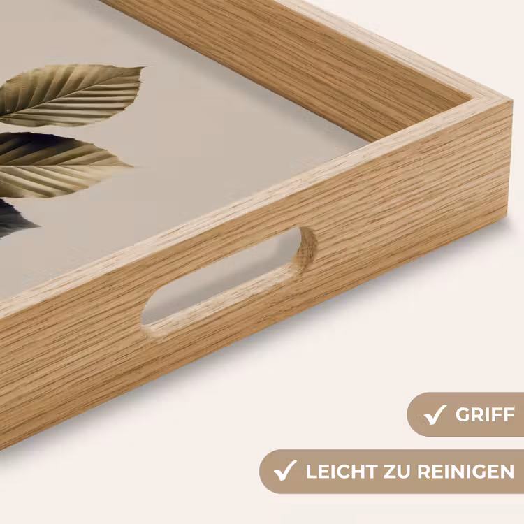 Beukenbladeren - Bruin - Groen - neutraal Dienblad Rechthoek middel -USP_HandgreepDE