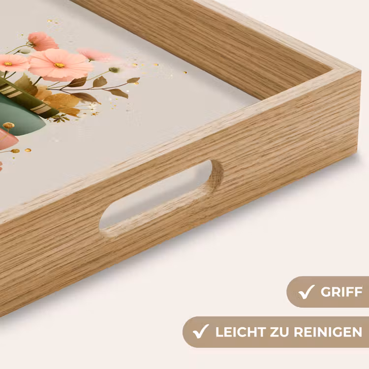 Boeken - Stapel - Bloemen - Kleurrijk Dienblad Rechthoek middel -USP_HandgreepDE