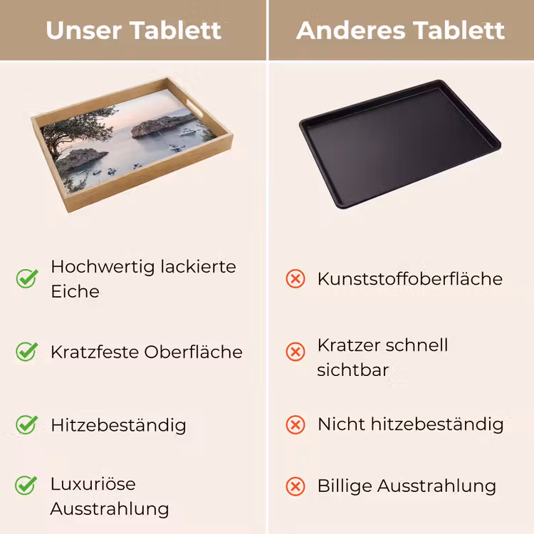 Tablett - Bucht – Boote – Sonnenuntergang - Baai - boten - zonsondergang Dienblad Rechthoek middel