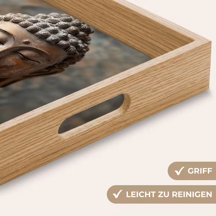 Boedha - Beeld - Bruin - Rust Dienblad Rechthoek middel -USP_HandgreepDE