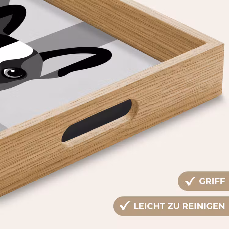 Buldog - Zwart - Abstract - Vlakken Dienblad Rechthoek middel -USP_HandgreepDE