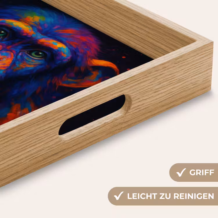 Kleurrijk - Aap - Abstract Dienblad Rechthoek middel -USP_HandgreepDE
