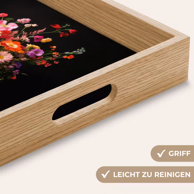 Kleurrijk - Boeket - Vaas - Goud Dienblad Rechthoek middel -USP_HandgreepDE