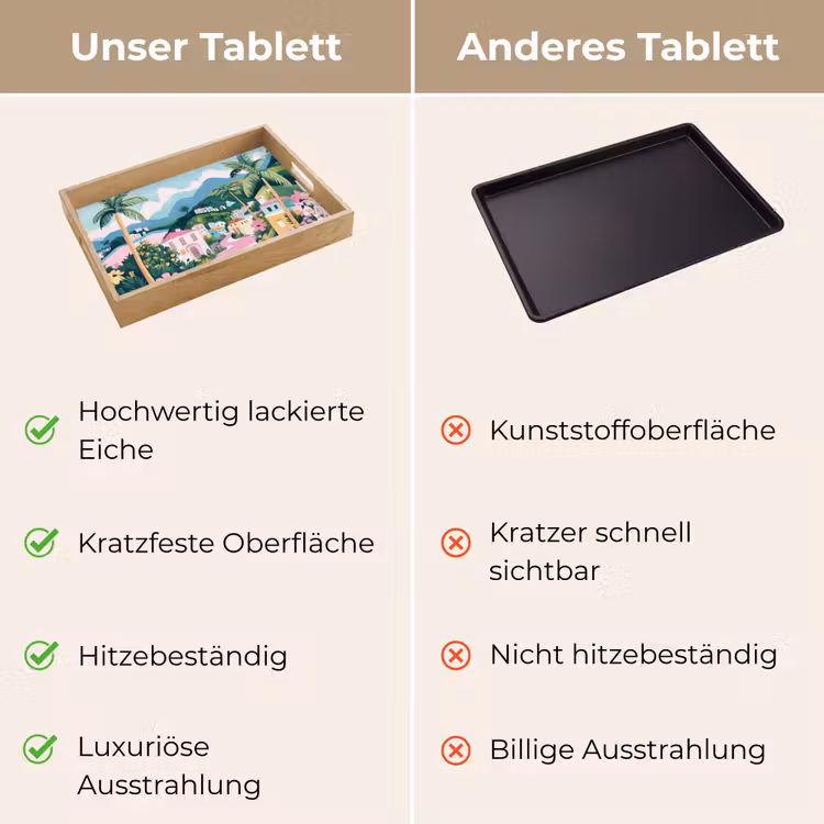 Kleurrijk - Huizen - Heuvels - Roze Dienblad Rechthoek middel -USP_VergelijkingDE