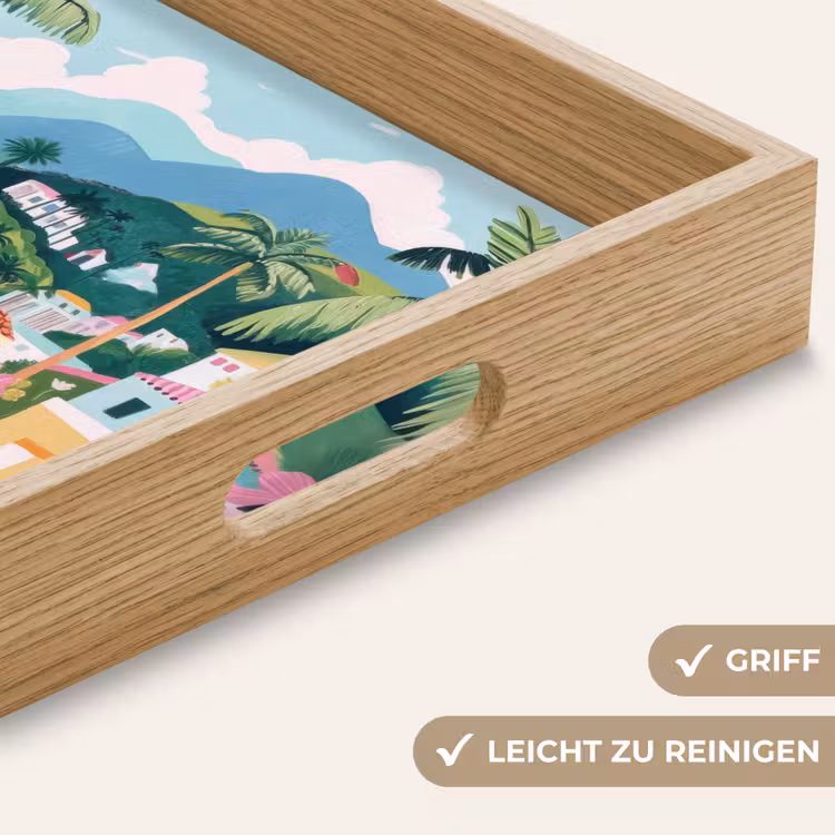 Kleurrijk - Huizen - Heuvels - Roze Dienblad Rechthoek middel -USP_HandgreepDE