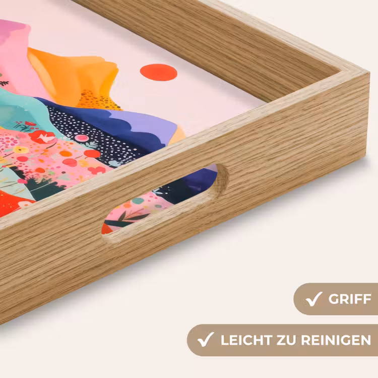 Kleurrijke bloemen - Bergen - Fantasielandschap Dienblad Rechthoek middel -USP_HandgreepDE