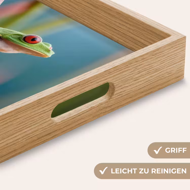 Kleurrijke kikker - Groene stengel - Alert Dienblad Rechthoek middel -USP_HandgreepDE