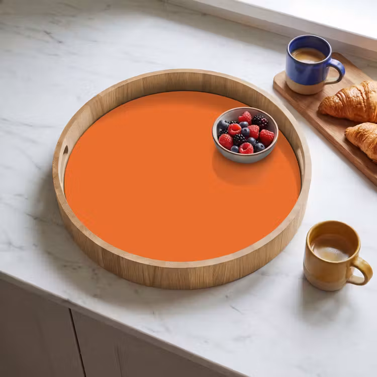 Burnt - Sienna - Oranje Dienblad Rond middel 914 -sfeer2