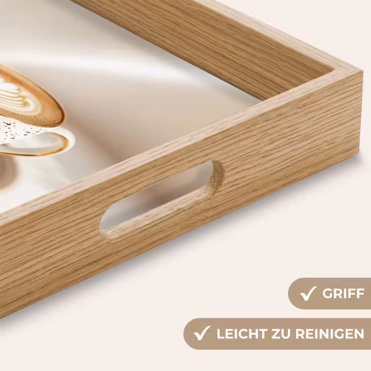 Cappuccino - Schuim - Schotel - Beige Dienblad Rechthoek middel -USP_HandgreepDE