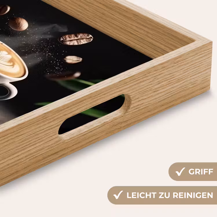 Cappuccino - Kop - Bonen - Bruin Dienblad Rechthoek middel -USP_HandgreepDE
