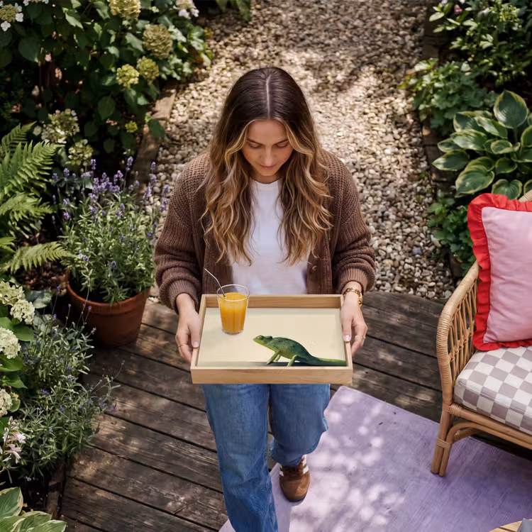 Kameleon - Groen - Minimalistisch Dienblad Rechthoek middel -sfeer5