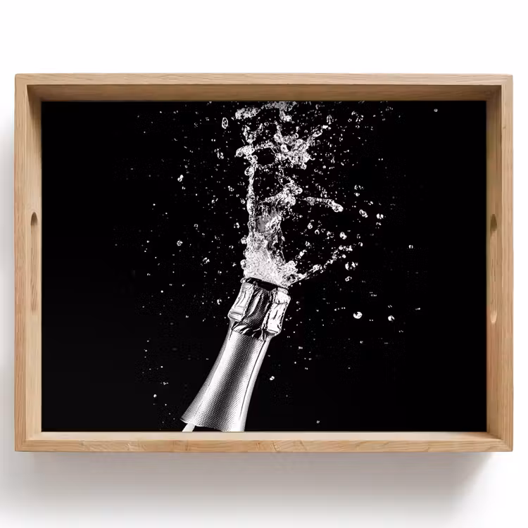 Champagne - Zwart - Spetters - Popping Dienblad Rechthoek middel -z3d_shopping