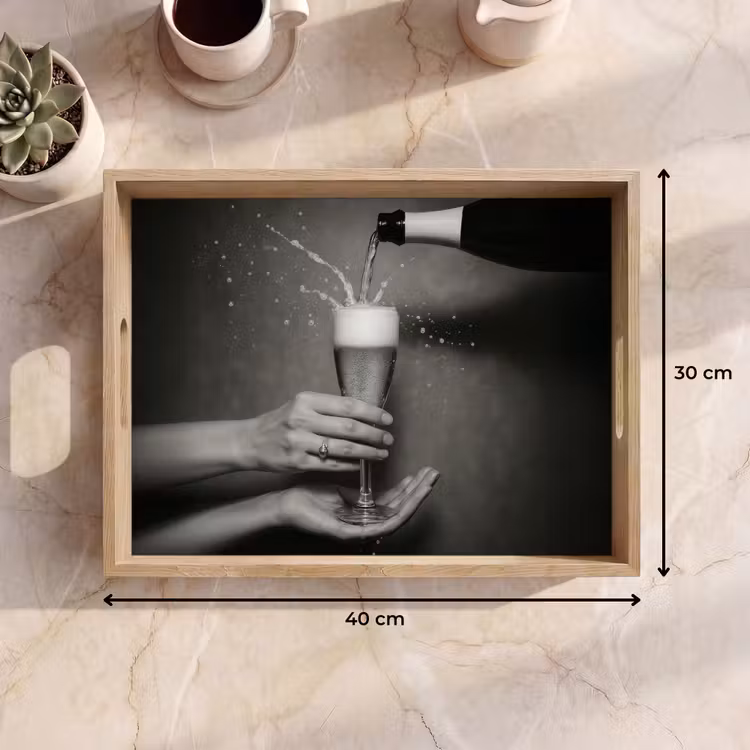 Champagnefles - Glas - Minimalistisch - Spetters Dienblad Rechthoek middel -USP_Formaat