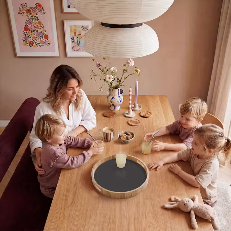 Charcoal - Grijs- Grey Dienblad Rond middel 914 -sfeer4