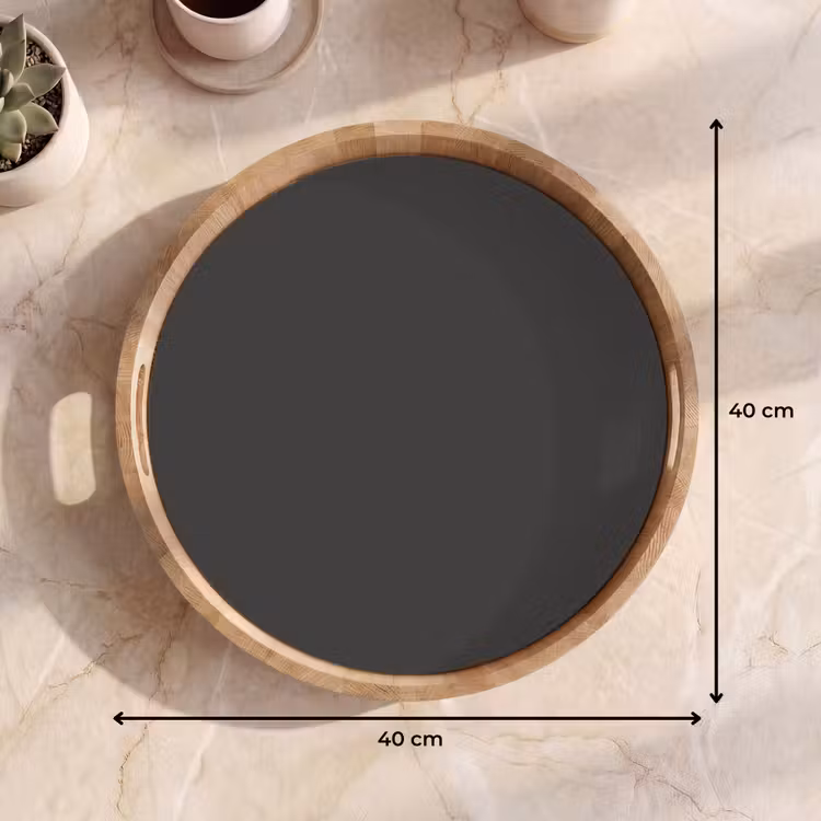 Charcoal - Grijs- Grey Dienblad Rond middel 914 -USP_Formaat
