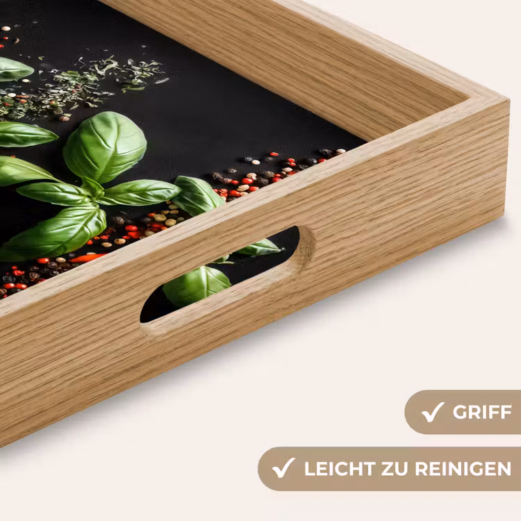 Chilipepers - Basilicum - Blaadjes - Rood Dienblad Rechthoek middel -USP_HandgreepDE