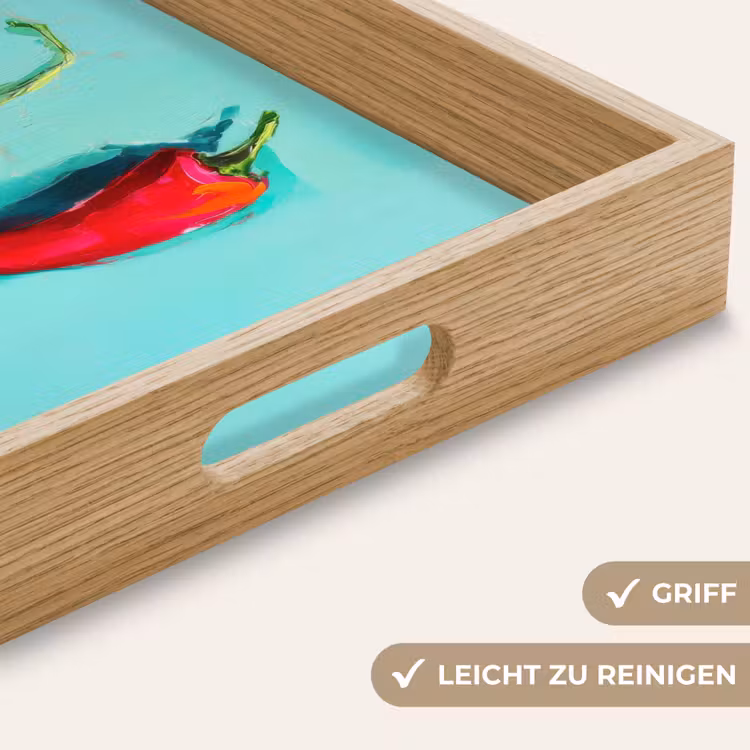 Chilipepers - Geverfd - Rood Dienblad Rechthoek middel -USP_HandgreepDE