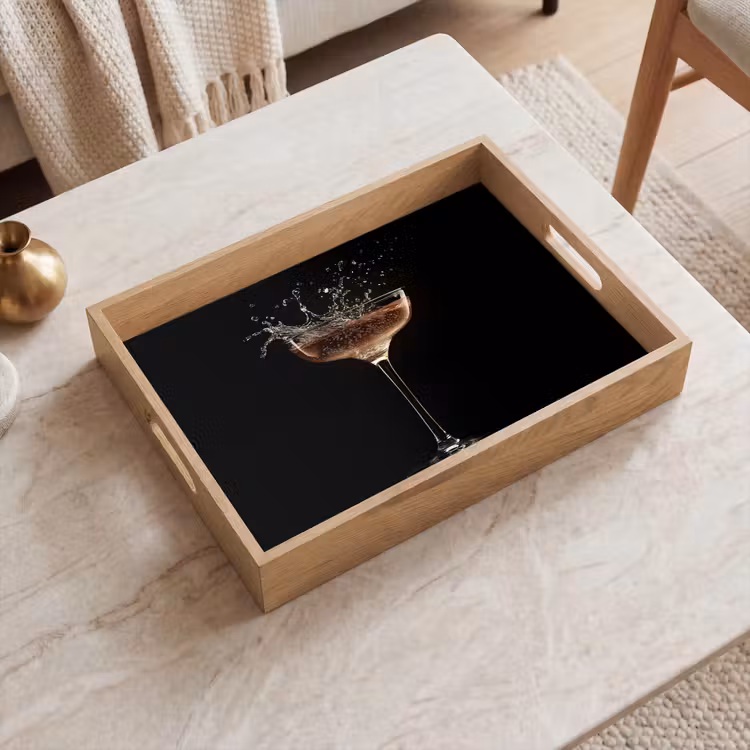 Cocktail - Zwart - Spetters - Glas Dienblad Rechthoek middel -sfeer1