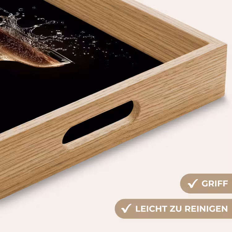 Cocktail - Zwart - Spetters - Glas Dienblad Rechthoek middel -USP_HandgreepDE