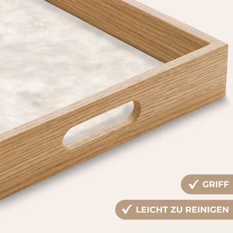 Crèmebeige - Marmer - Aders Dienblad Rechthoek middel 911 -USP_HandgreepDE