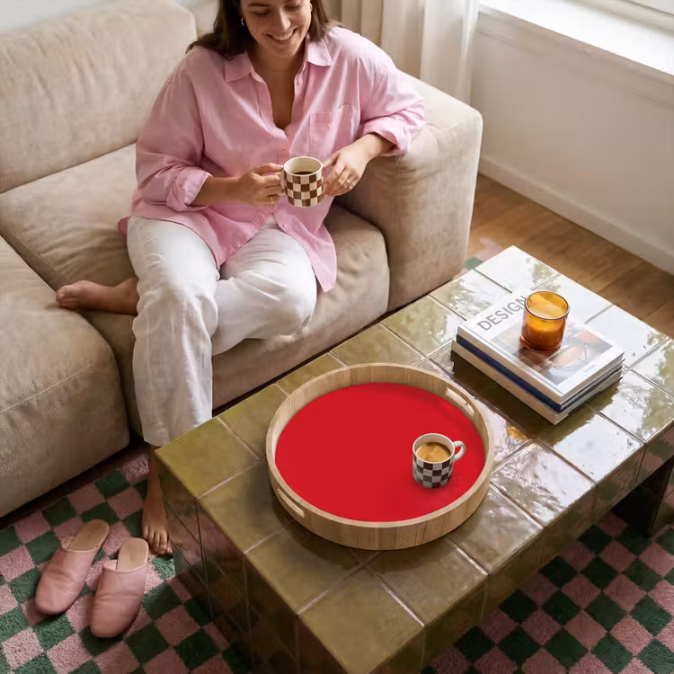 Crimson - Velvet - Rood Dienblad Rond middel 914 -sfeer3