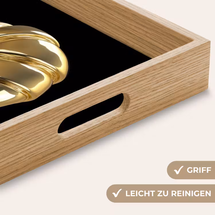 Croissant - Brood - Goud - Zwart Dienblad Rechthoek middel -USP_HandgreepDE