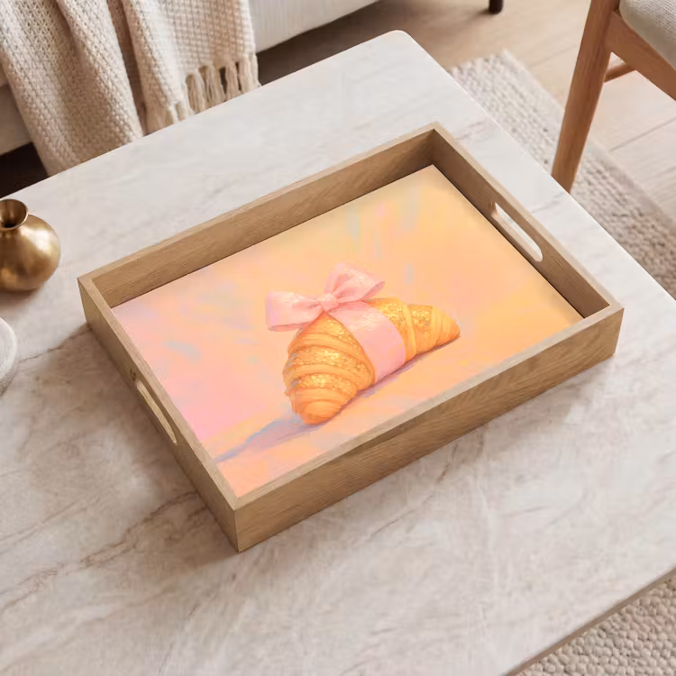 Croissant - Strik - Roze Dienblad Rechthoek middel -sfeer1