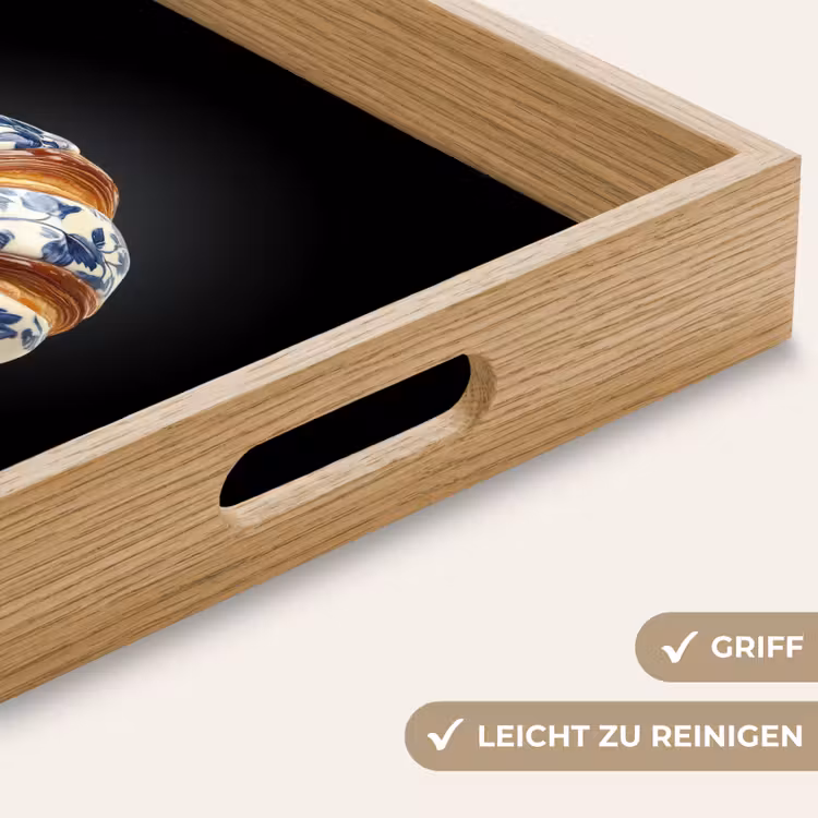 Croissant - Bloemenpatroon - Delftsblauw Dienblad Rechthoek middel -USP_HandgreepDE