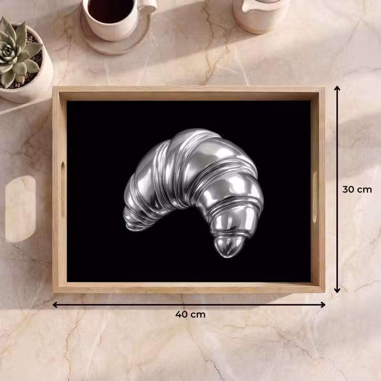 Croissant - Metaal - Zilver Dienblad Rechthoek middel -USP_Formaat