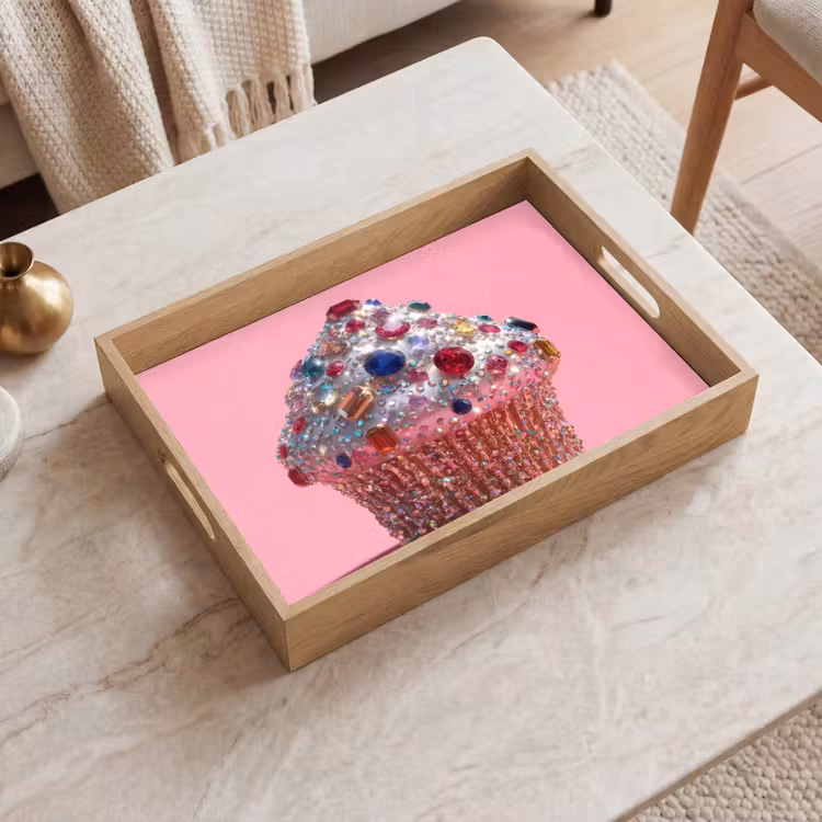 Cupcake - Kleurrijk - Edelstenen Dienblad Rechthoek middel -sfeer1
