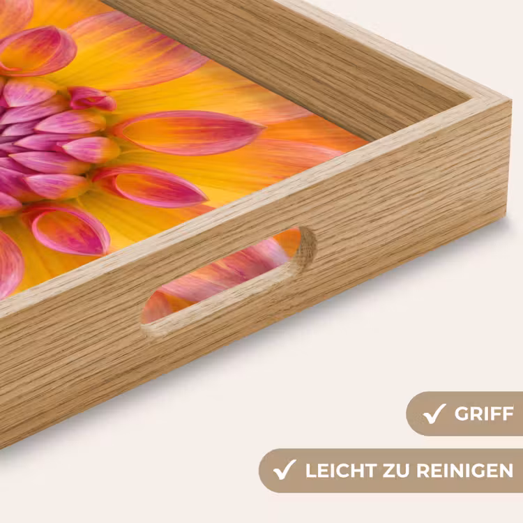 Dahlia - Bloem - Oranje Dienblad Rechthoek middel -USP_HandgreepDE
