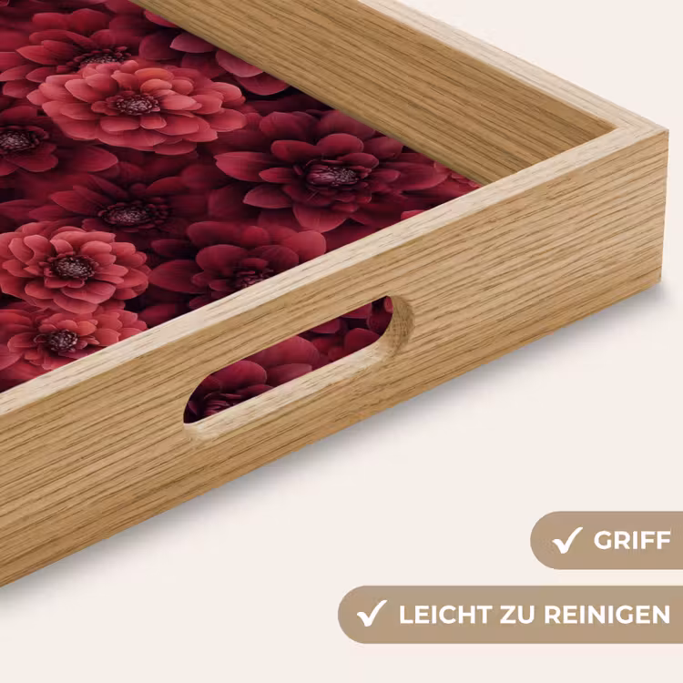 Dahlias - Bloemen - Rood Dienblad Rechthoek middel 911 -USP_HandgreepDE