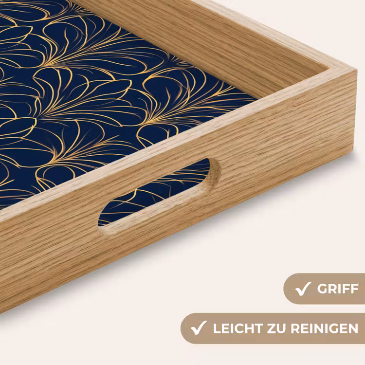 Deco - Waaier - Blauw Dienblad Rechthoek middel 911 -USP_HandgreepDE