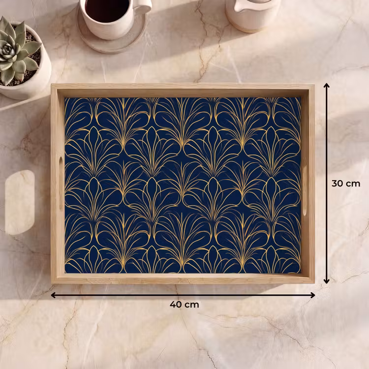 Deco - Waaier - Blauw Dienblad Rechthoek middel 911 -USP_Formaat