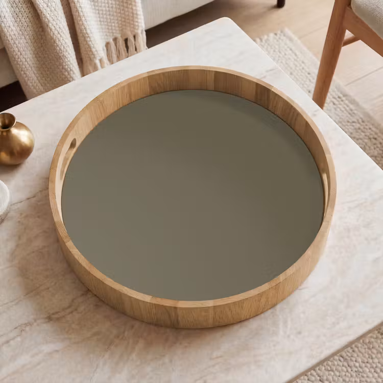 Deep - Khaki - Groen Dienblad Rond middel 914 -sfeer1