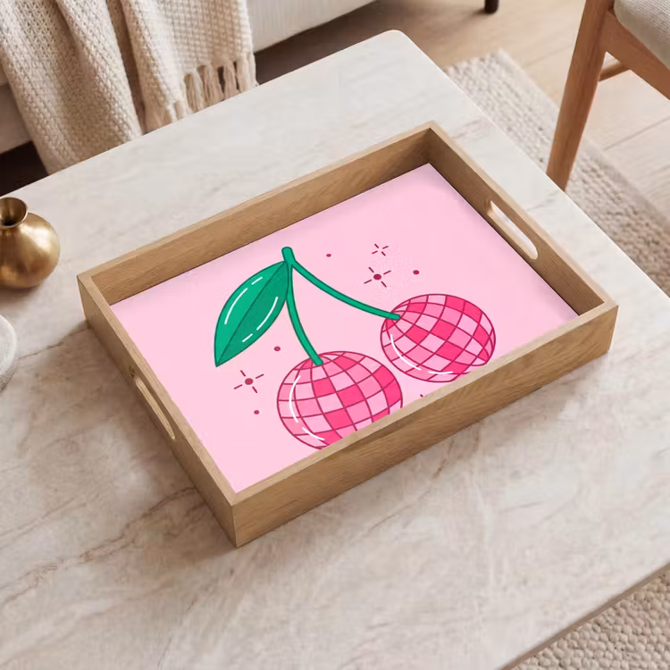Decoratie - Disco-bal - Feest - Roze Dienblad Rechthoek middel -sfeer1