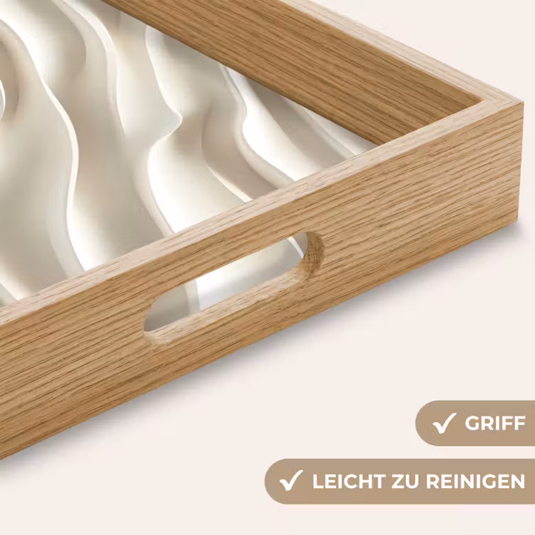 Diagonaal - Golven - Crème Dienblad Rechthoek middel 911 -USP_HandgreepDE