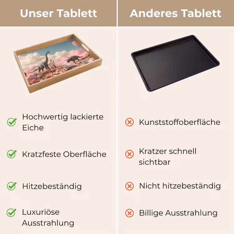 Tablett - Dinosaurier – Rosa – Landschaft - Dinosaurus - Roze - Landschap Dienblad Rechthoek middel