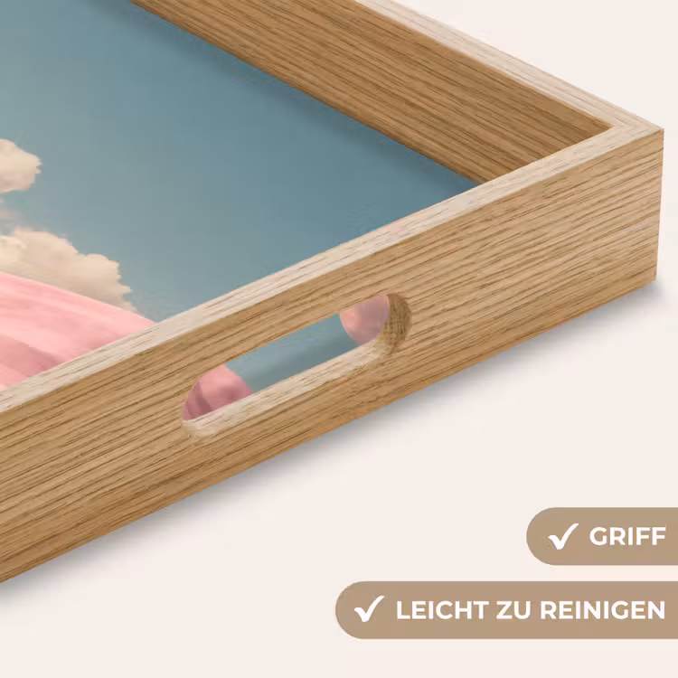 Tablett - Dinosaurier – Rosa – Landschaft - Dinosaurus - Roze - Landschap Dienblad Rechthoek middel