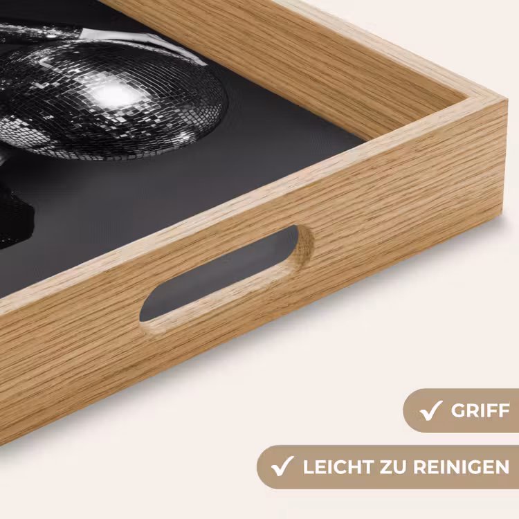 Discobal - Gezicht - Glamour - Zwart Dienblad Rechthoek middel -USP_HandgreepDE