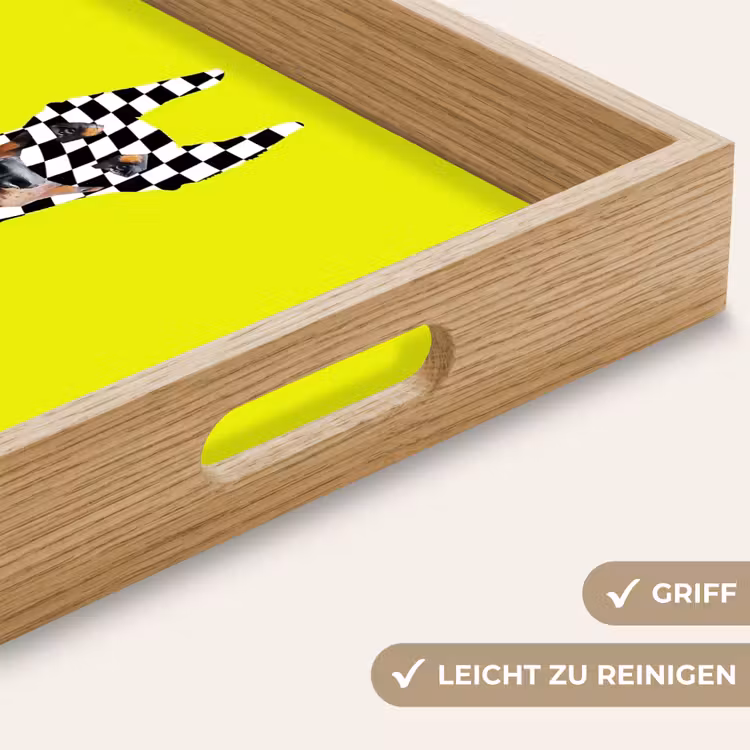 Dobermann - Geblokt - Geel Dienblad Rechthoek middel -USP_HandgreepDE