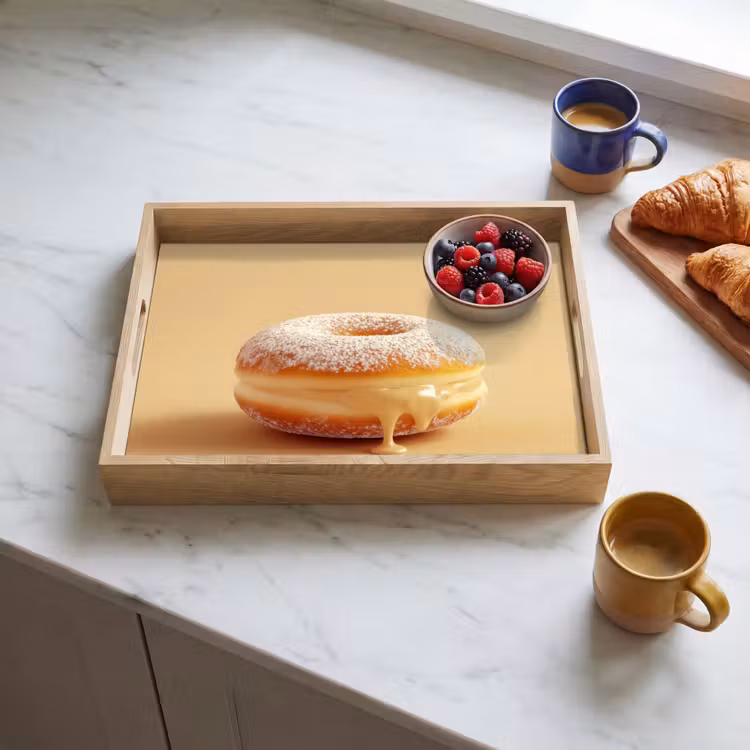Donut - Romig - Poedersuiker - Beige Dienblad Rechthoek middel -sfeer2
