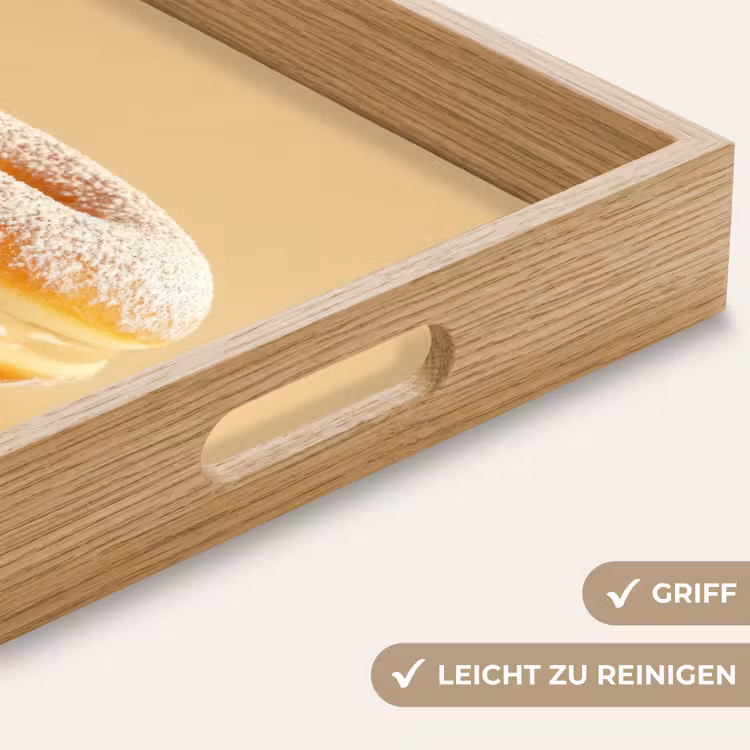 Donut - Romig - Poedersuiker - Beige Dienblad Rechthoek middel -USP_HandgreepDE
