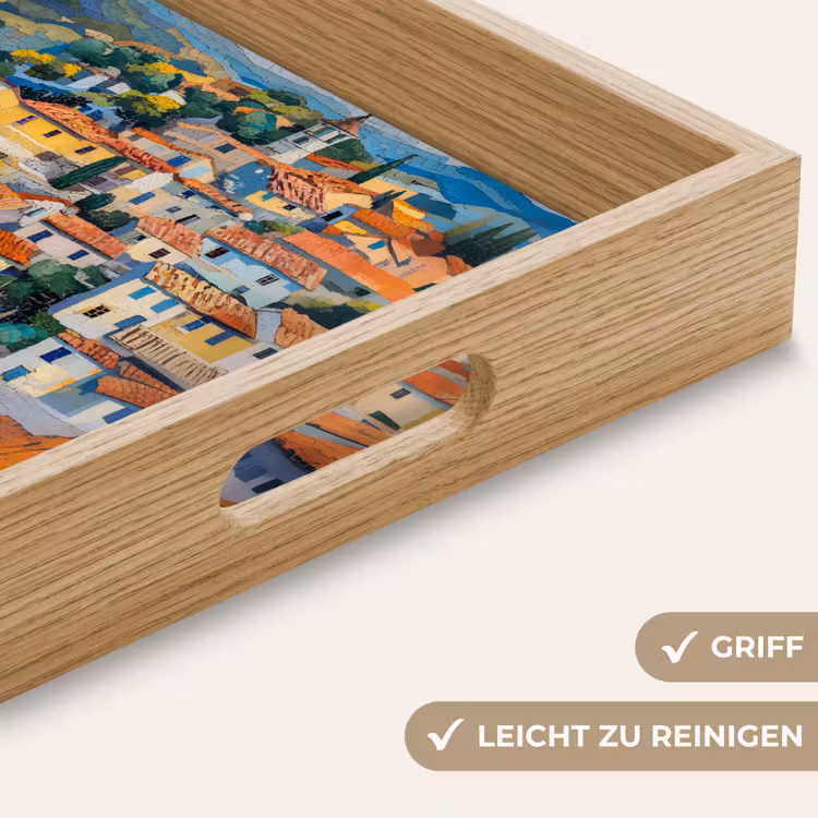 Dorp - Heuvels - Landschap - Bomen Dienblad Rechthoek middel -USP_HandgreepDE