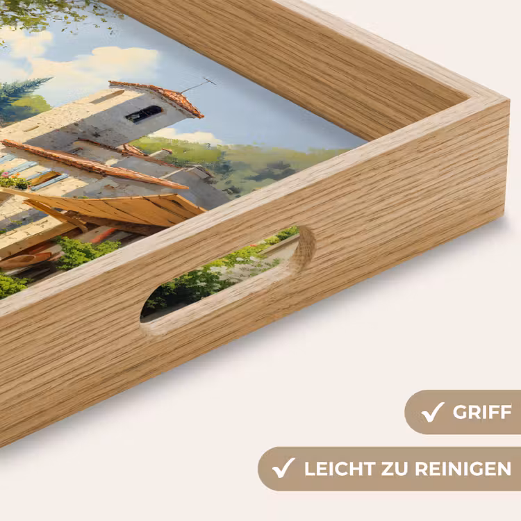 Dorp - Zon - Kraampjes - Huizen Dienblad Rechthoek middel -USP_HandgreepDE
