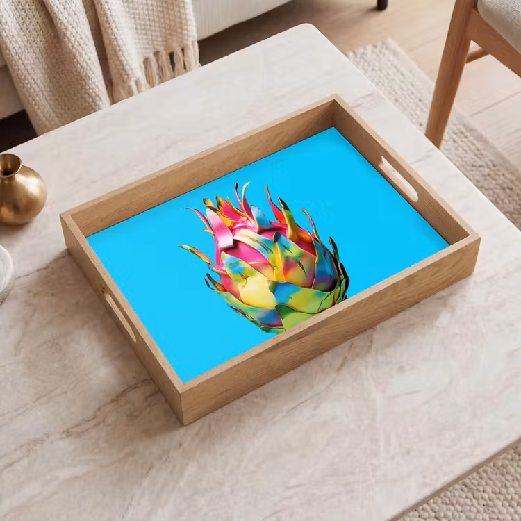 Drakenfruit - Blauw - Levendig Dienblad Rechthoek middel -sfeer1