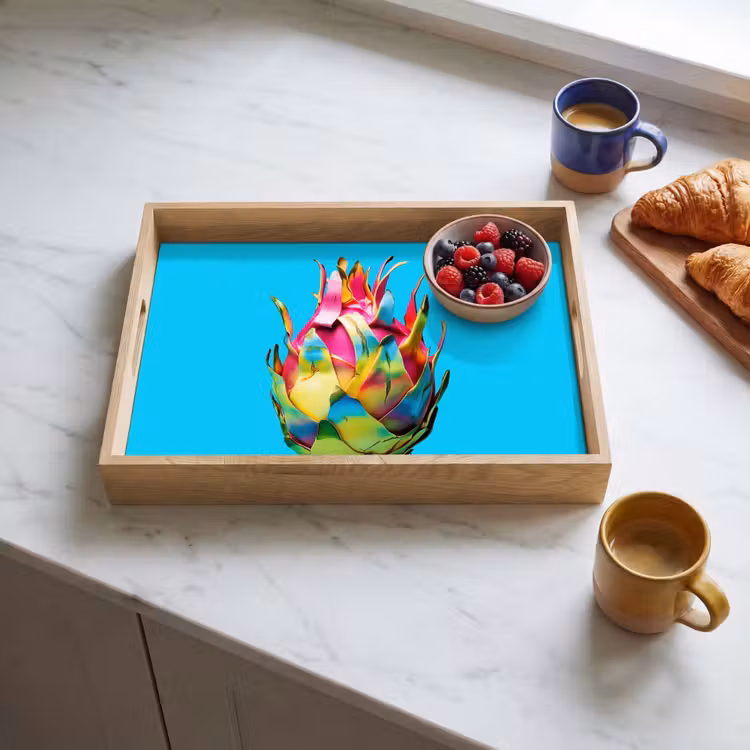 Drakenfruit - Blauw - Levendig Dienblad Rechthoek middel -sfeer2