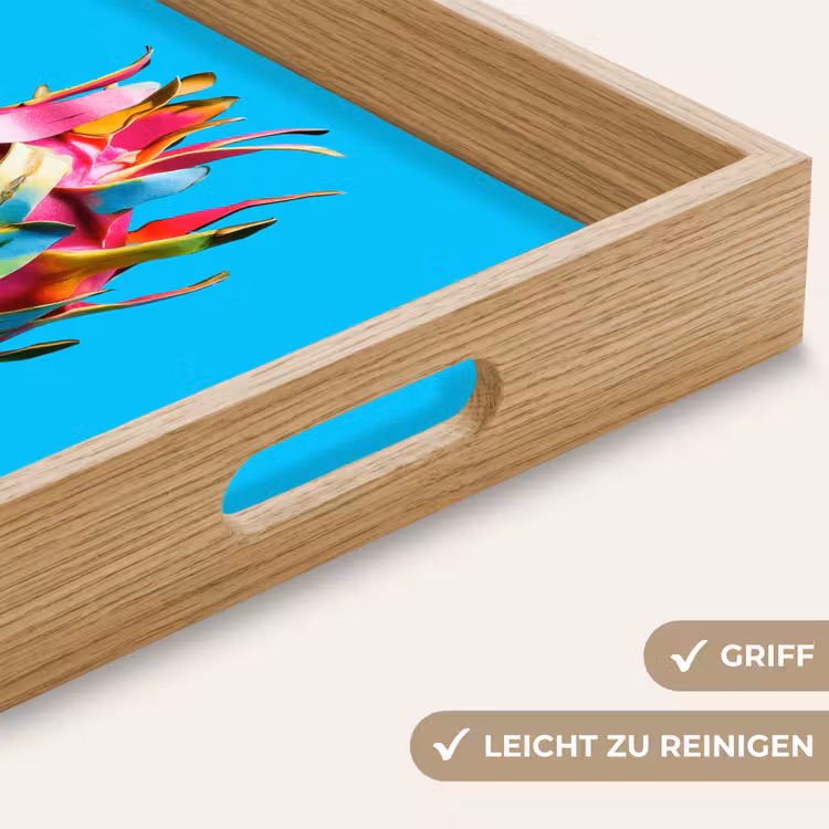 Drakenfruit - Blauw - Levendig Dienblad Rechthoek middel -USP_HandgreepDE