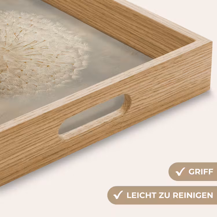 Dromerig - Beige - Paardenbloemzaadjes Dienblad Rechthoek middel -USP_HandgreepDE