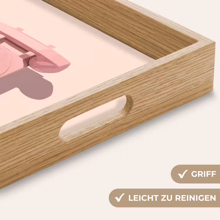 Draaischijftelefoon - Retro - Roze Dienblad Rechthoek middel -USP_HandgreepDE